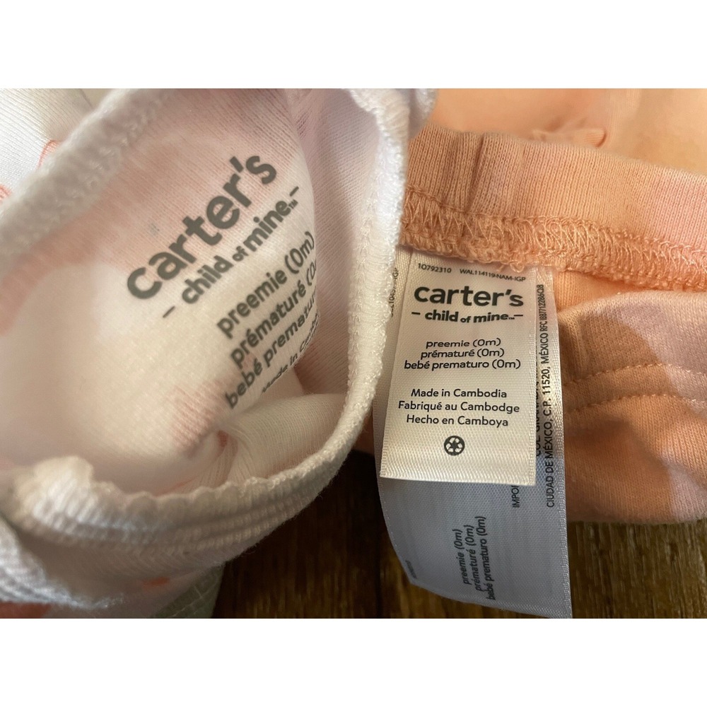Carters Baby Girl Preemie 2 Piece Outfit Bodysuit Reborn Doll Clothes Animals - Picture 4 of 4